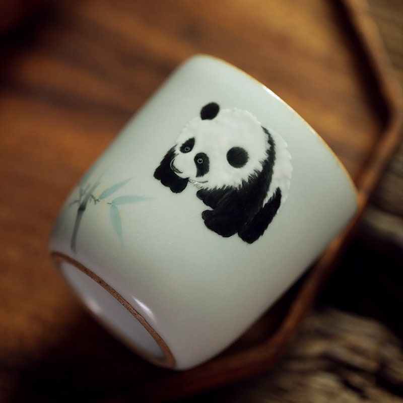 Gohobi Hand-painted Panda Tea Cup Ceramic Chinese Gongfu tea Kung fu tea Japanese Chado