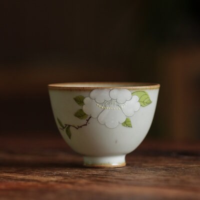 Gohobi Hand painted tea cup ceramic flowers tea cup handmade Gongfu tea gift Japanese Chado