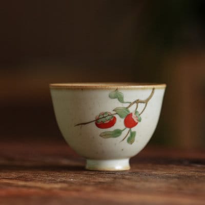 Gohobi Hand painted tea cup ceramic flowers tea cup handmade Gongfu tea gift Japanese Chado