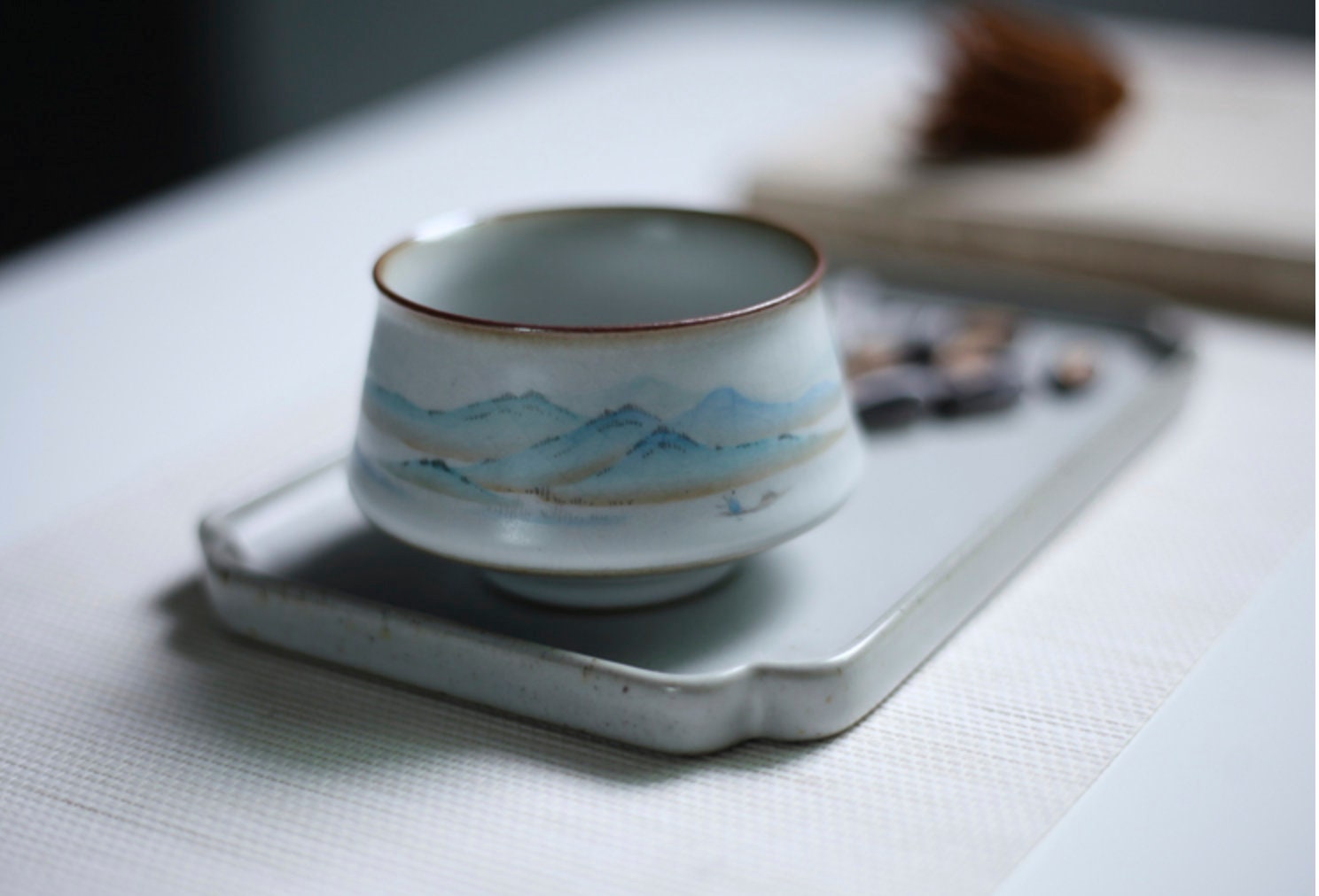 Gohobi Hand painted Mountain Tea Cup Ceramic Chinese Gongfu tea Kung fu tea Japanese Chado