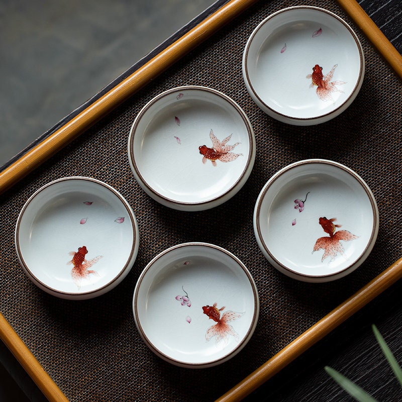 Gohobi Hand painted gold fish Tea Cup Ceramic Chinese Gongfu tea Kung fu tea Japanese Chado