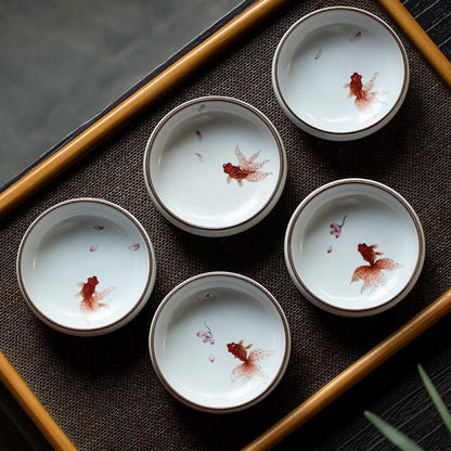 Gohobi Hand painted gold fish Tea Cup Ceramic Chinese Gongfu tea Kung fu tea Japanese Chado