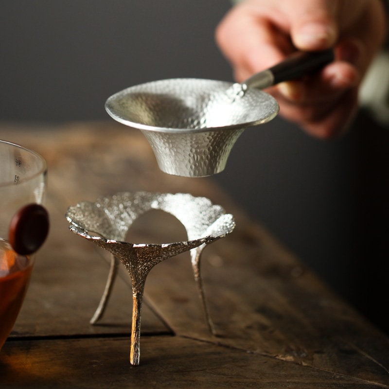 Gohobi Tea strainer Pure Tin strainer set Chinese Gongfu tea gift set Japanese Chado