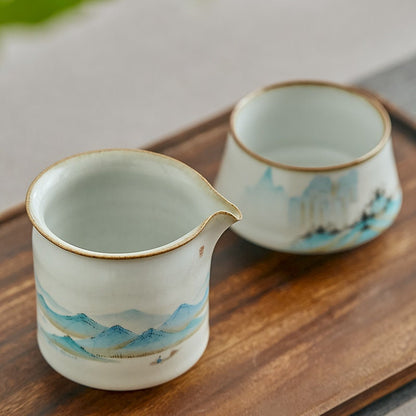 Gohobi Hand painted Mountain Tea Cup Ceramic Chinese Gongfu tea Kung fu tea Japanese Chado