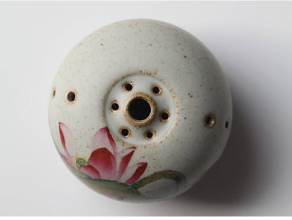 Gohobi Hand-painted Lotus Ceramic Incense bowl Incense holder Gongfu tea Japanese Chado