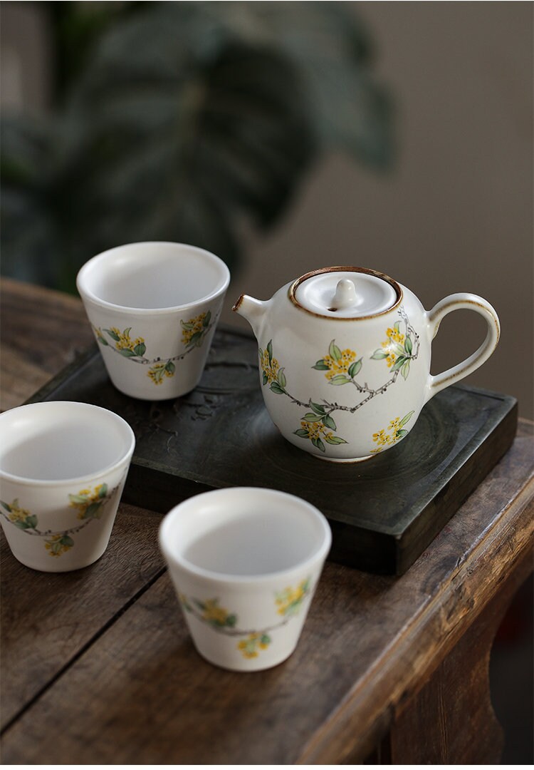 Gohobi Hand painted  Osmanthus Teapot Ceramic Chinese Gongfu tea Kung fu tea Japanese Chado