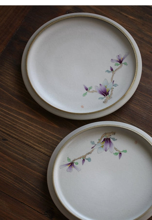 Gohobi Ceramic Magnolia Tea Trays Serving Trays Gongfu tea trays Japanese Chado Floral collection