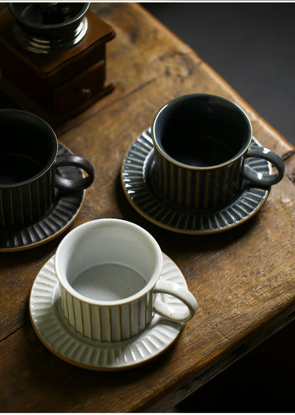 Gohobi Handmade stoneware Coffee cup and saucer Japanese vintage style coffee mug