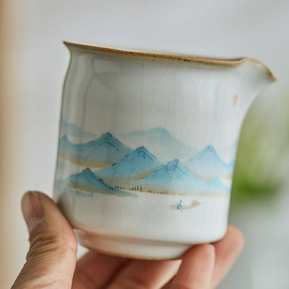 Gohobi Hand painted Mountain Tea Cup Ceramic Chinese Gongfu tea Kung fu tea Japanese Chado