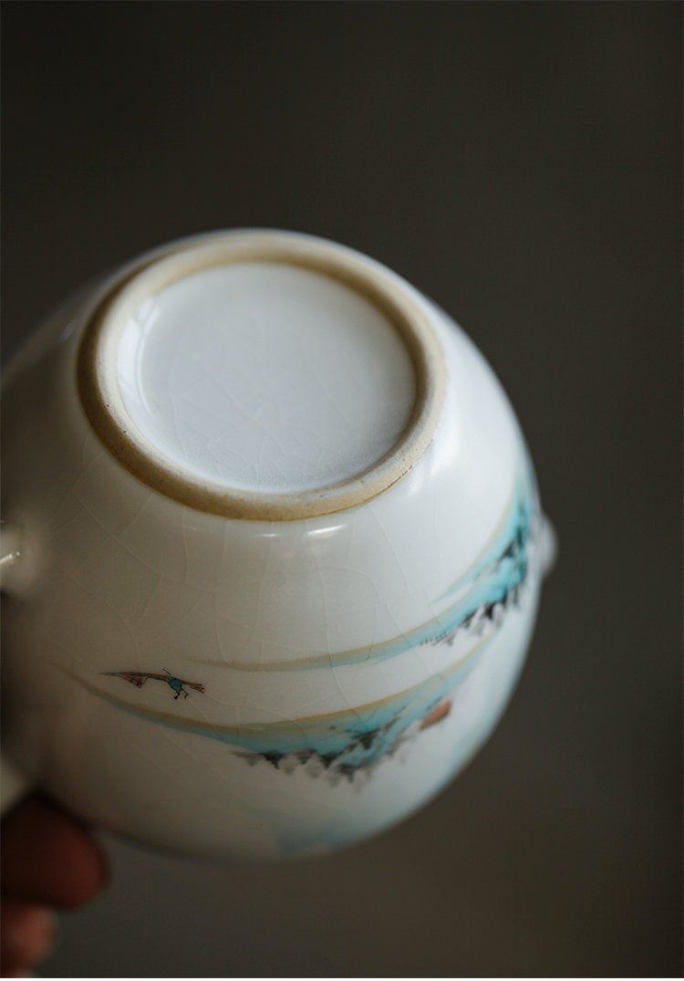 Gohobi Hand painted Mountain Teapot Ceramic Chinese Gongfu tea Kung fu tea Japanese Chado tea cups