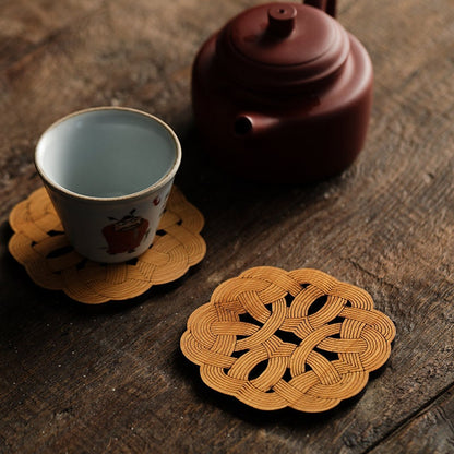 Gohobi A set of 3 bamboo Coaster Chinese Gongfu tea Kung fu tea Teaware Japanese Chado bamboo coaster unique handmade coaster