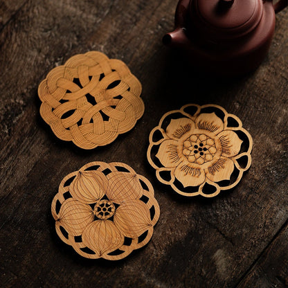 Gohobi A set of 3 bamboo Coaster Chinese Gongfu tea Kung fu tea Teaware Japanese Chado bamboo coaster unique handmade coaster