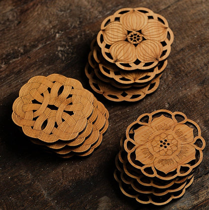 Gohobi A set of 3 bamboo Coaster Chinese Gongfu tea Kung fu tea Teaware Japanese Chado bamboo coaster unique handmade coaster