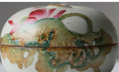 Gohobi Hand-painted Lotus Ceramic Incense bowl Incense holder Gongfu tea Japanese Chado