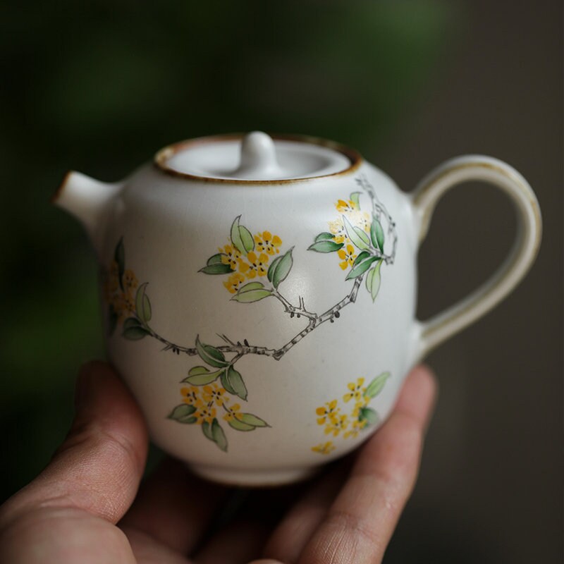 Gohobi Hand painted  Osmanthus Teapot Ceramic Chinese Gongfu tea Kung fu tea Japanese Chado