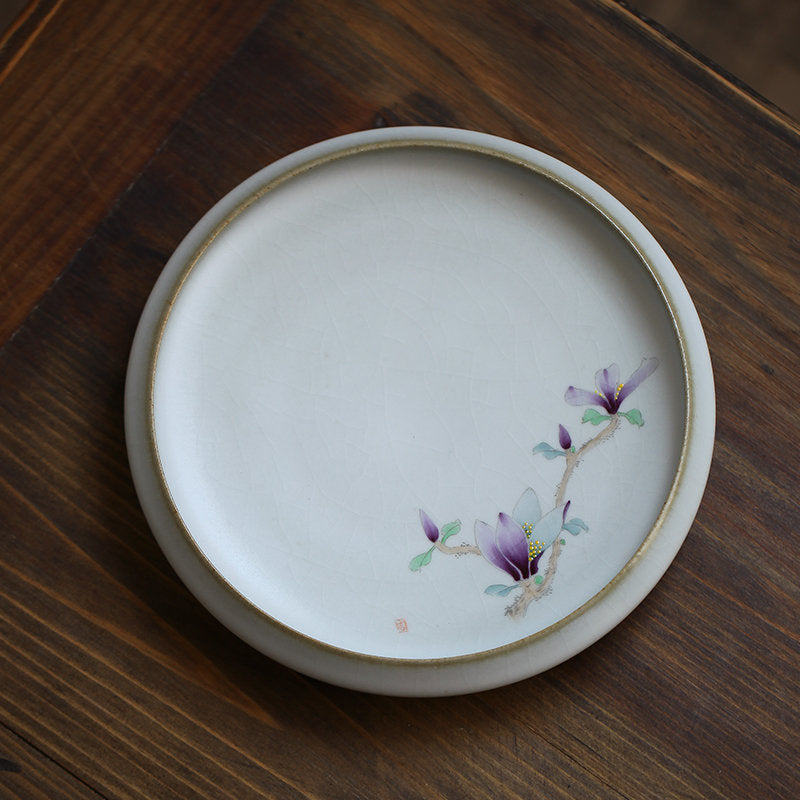 Gohobi Ceramic Magnolia Tea Trays Serving Trays Gongfu tea trays Japanese Chado Floral collection