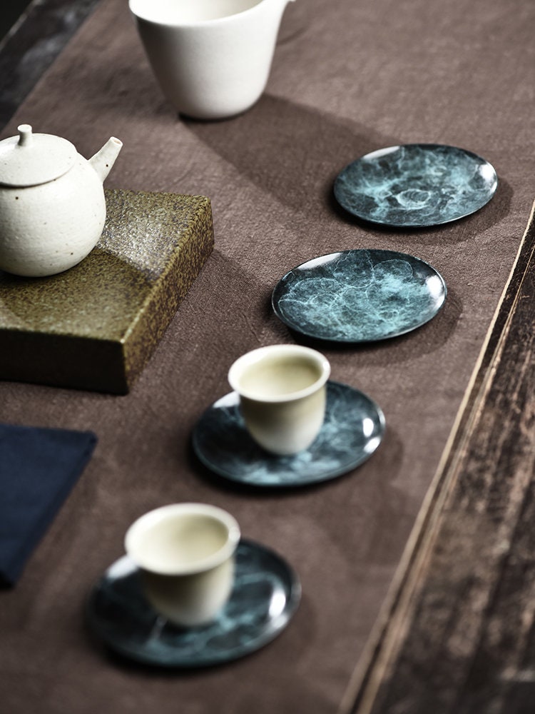 Gohobi  Larimar pattern Red Copper Coasters Jewellery Plate Jewellery Dish Chinese Gongfu tea Kung fu tea Teaware Japanese Chado unique