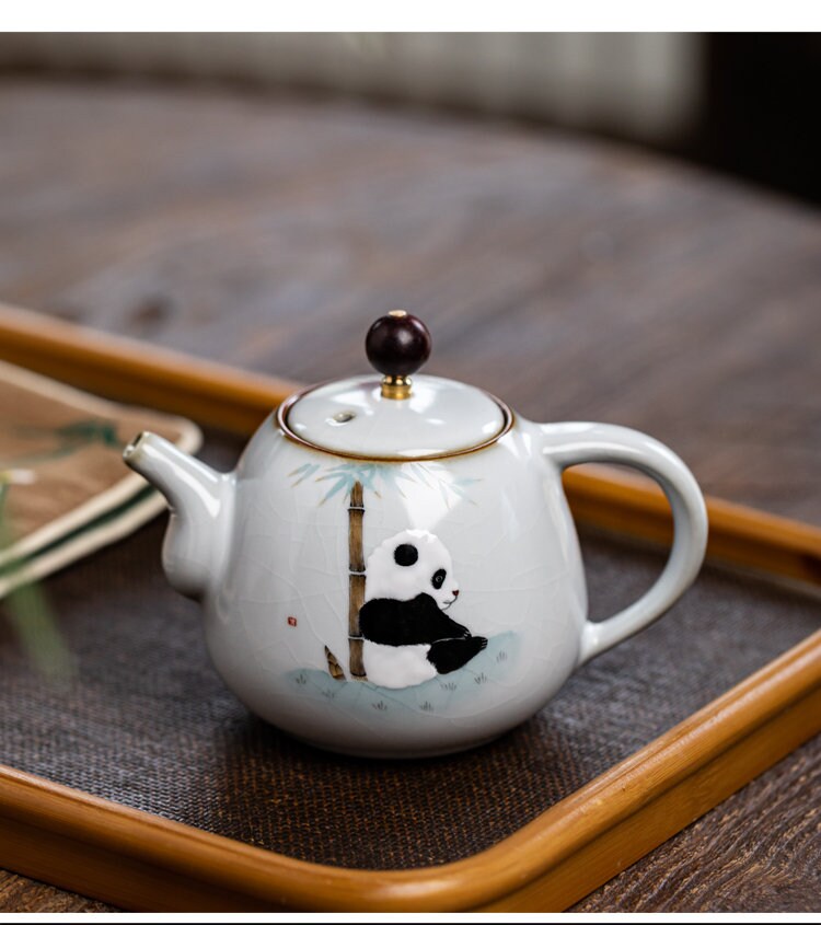 Gohobi Hand-painted Panda Teapot Ceramic Chinese Gongfu tea Kung fu tea Japanese Chado