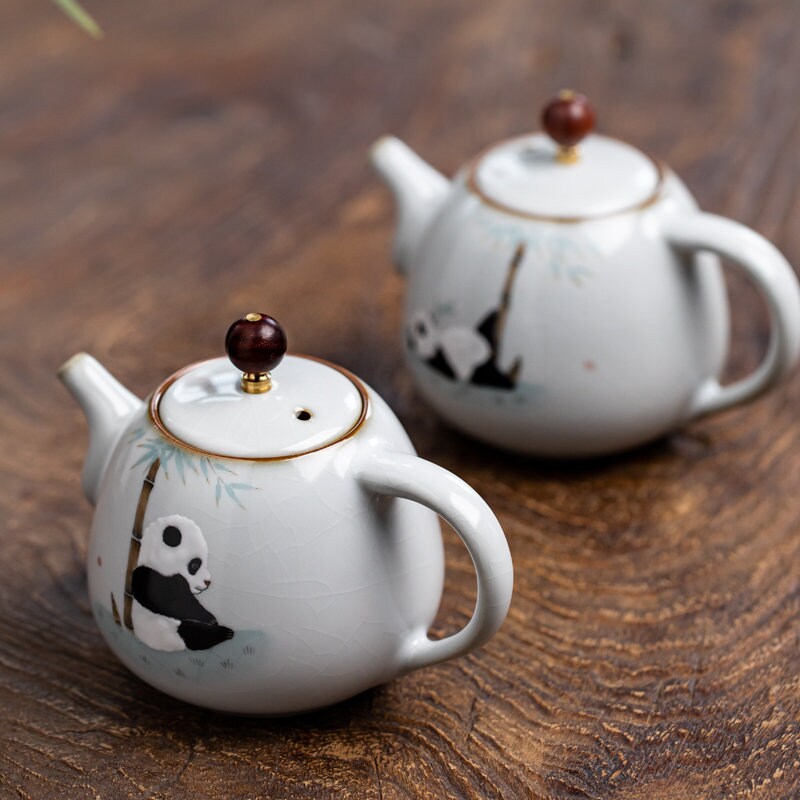 Gohobi Hand-painted Panda Teapot Ceramic Chinese Gongfu tea Kung fu tea Japanese Chado