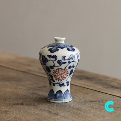 Gohobi Oriental vase blue and white porcelain hand painted handmade mini vases Chinese Japanese Chado table decor gift wedding birthday