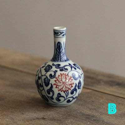 Gohobi Oriental vase blue and white porcelain hand painted handmade mini vases Chinese Japanese Chado table decor gift wedding birthday