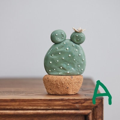 Gohobi Handmade cactus ceramic ornaments Chinese Gongfu tea Kung fu tea Japanese Chado ornaments