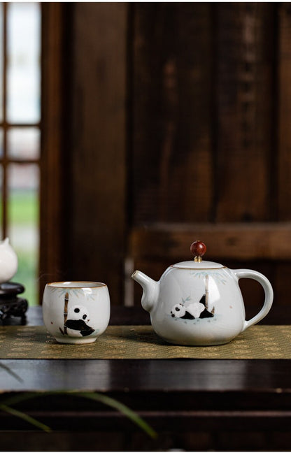 Gohobi Hand-painted Panda Teapot Ceramic Chinese Gongfu tea Kung fu tea Japanese Chado