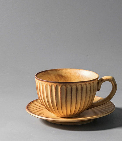 Gohobi Handmade stoneware Coffee cup and saucer Japanese vintage style coffee mug