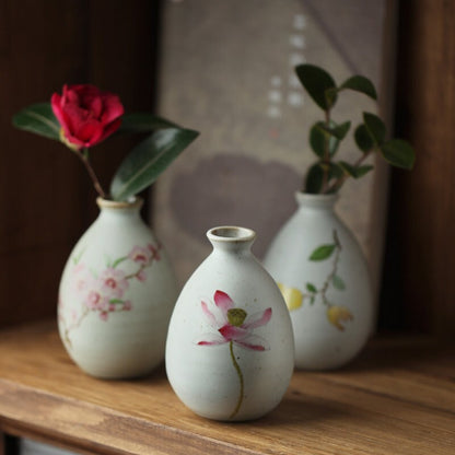 Gohobi hand painted mini floral vases Japanese Chado table decoration vintage style