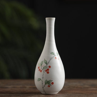 Gohobi porcelain hand painted mini vases peony bamboo fruit Chinese Gongfu tea Kung fu tea able decoration