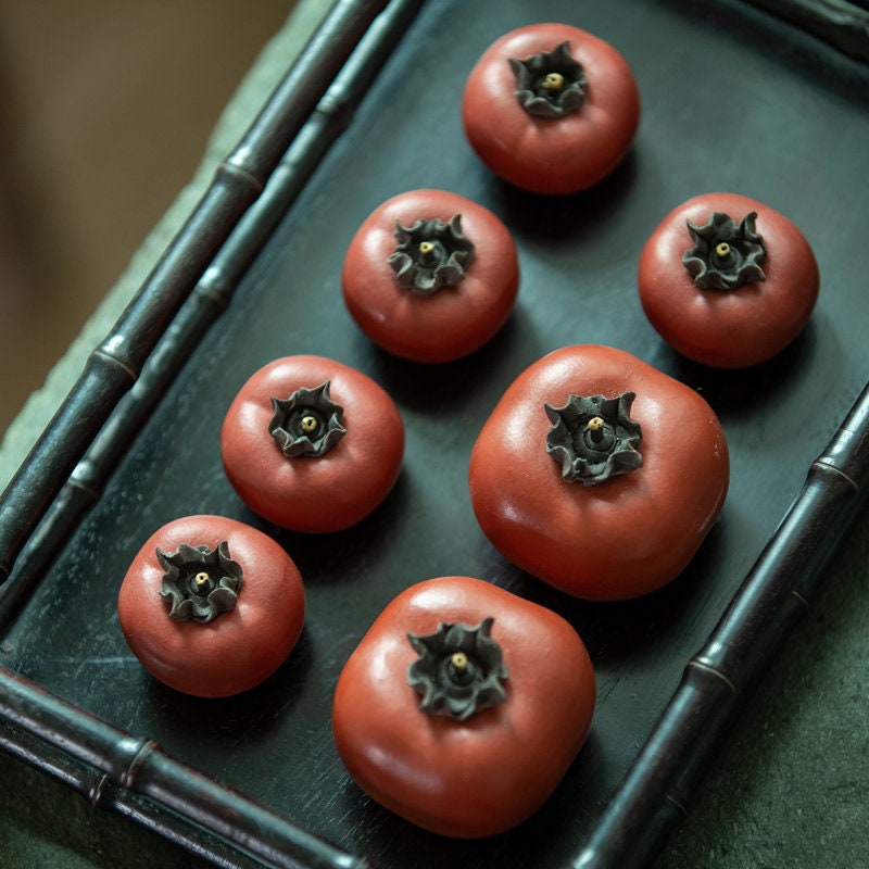 Gohobi Handmade ceramic YiXing clay Tomato Tea ornaments Tea pets Chinese Gongfu tea Kung fu tea photography props unique ornaments