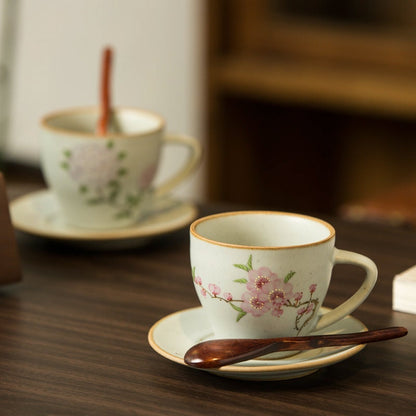 Gohobi Hand-painted ceramic Flowers Hydrangea  Peach blossom tea cup Chinese Gongfu tea Kung fu tea Japanese Chado