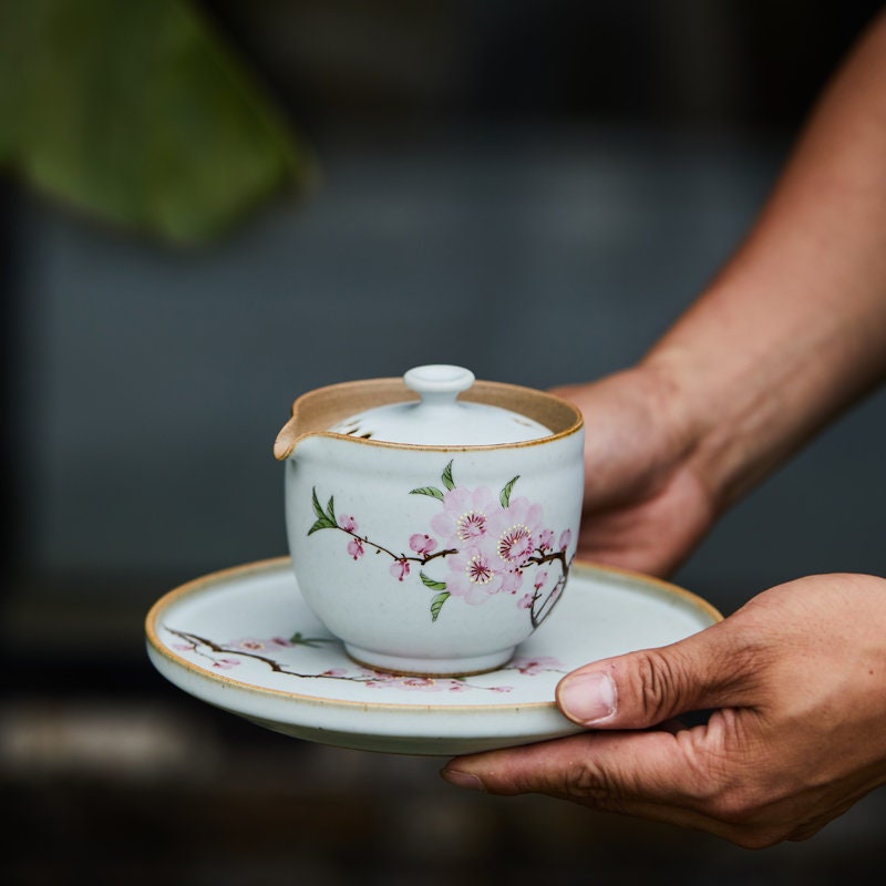 Gohobi Hand painted floral Teapot Ceramic Chinese Gongfu tea Kung fu tea Japanese Chado picnic