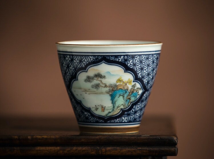 Gohobi Hand painted Tea Cup Ceramic Chinese Gongfu tea Kung fu tea Japanese Chado by local young designer