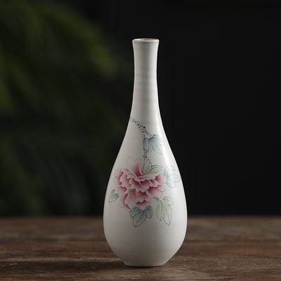 Gohobi porcelain hand painted mini vases peony bamboo fruit Chinese Gongfu tea Kung fu tea able decoration