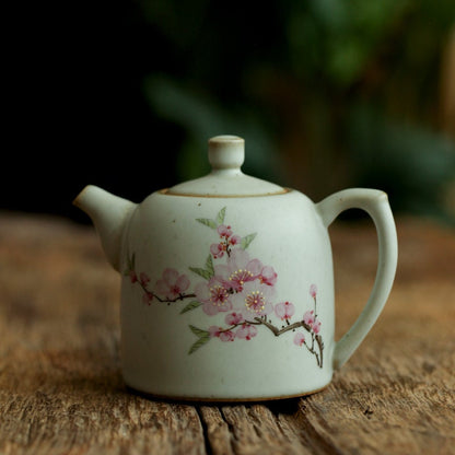 Gohobi Hand painted Plum Blossom sakura Teapot Ceramic Chinese Gongfu tea Japanese Chado tea lover gift