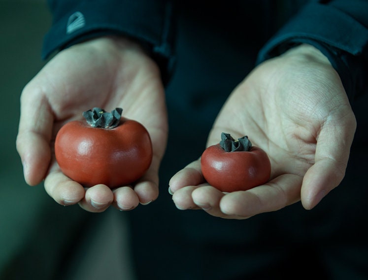 Gohobi Handmade ceramic YiXing clay Tomato Tea ornaments Tea pets Chinese Gongfu tea Kung fu tea photography props unique ornaments