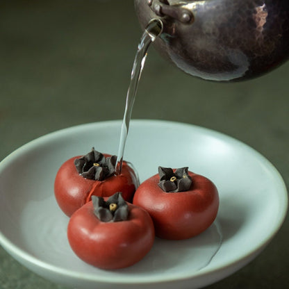 Gohobi Handmade ceramic YiXing clay Tomato Tea ornaments Tea pets Chinese Gongfu tea Kung fu tea photography props unique ornaments