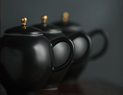 LAST ONE Gohobi Hand painted Bamboo Stone Black Teapot Ceramic Chinese Gongfu tea Kung fu tea Japanese Chado