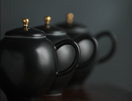 LAST ONE Gohobi Hand painted Bamboo Stone Black Teapot Ceramic Chinese Gongfu tea Kung fu tea Japanese Chado