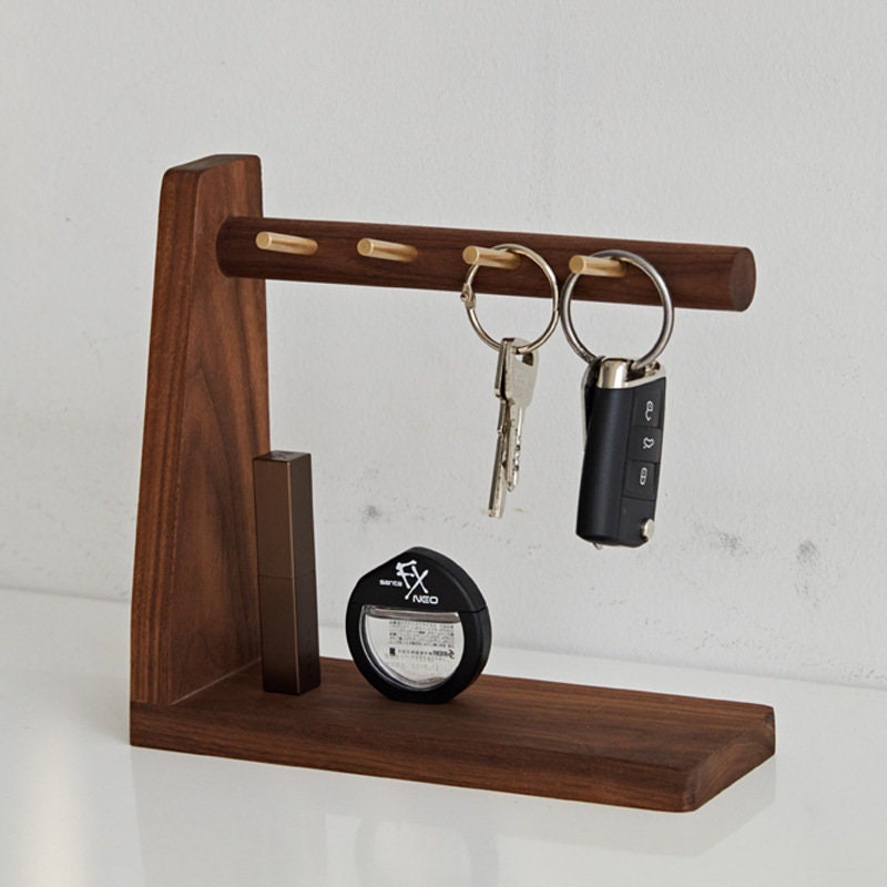 Gohobi Wood Rack Key Rack Key Rack with Shelf Key holder key and earrings rack key hooks Gift ideas