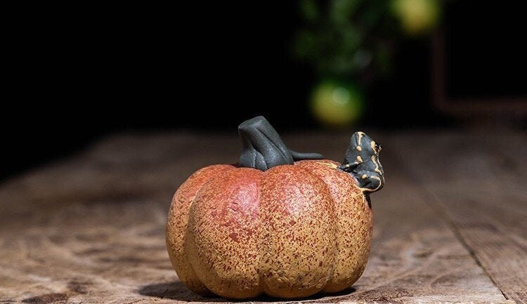 Gohobi Handmade ceramic YiXing clay fruit and Frog Tea ornaments Tea pets Chinese Gongfu tea Kung fu tea Japanese Chado unique ornaments