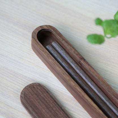 Gohobi A set of walnut chopsticks and box Chinese Japanese chopsticks oriental Gift ideas Table utensils