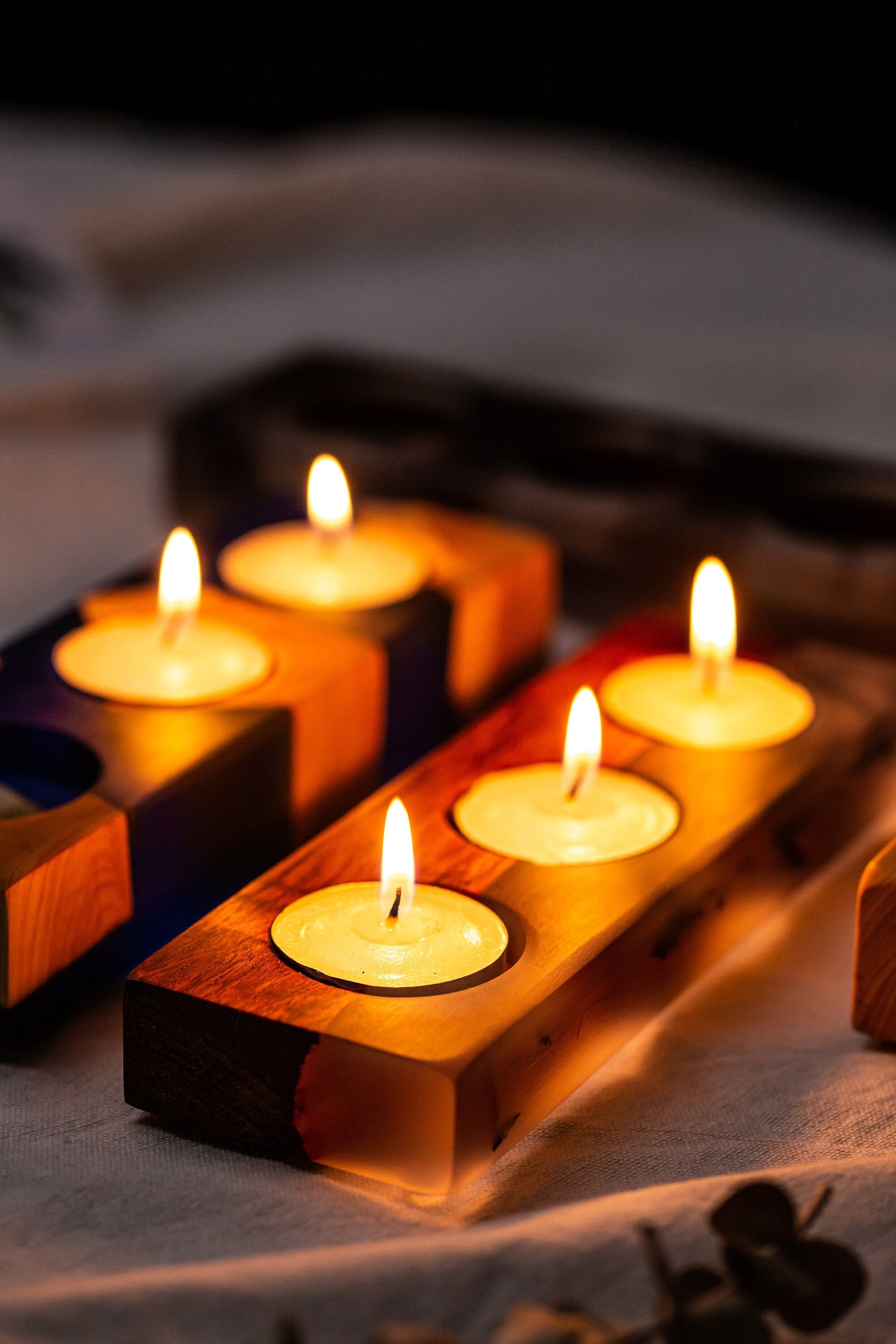 Gohobi Wooden resin candleholder home decor Housewarming gift Christmas winter decoration candle holder