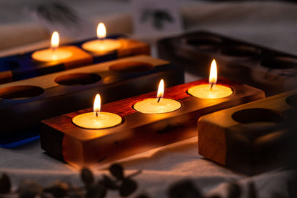 Gohobi Wooden resin candleholder home decor Housewarming gift Christmas winter decoration candle holder