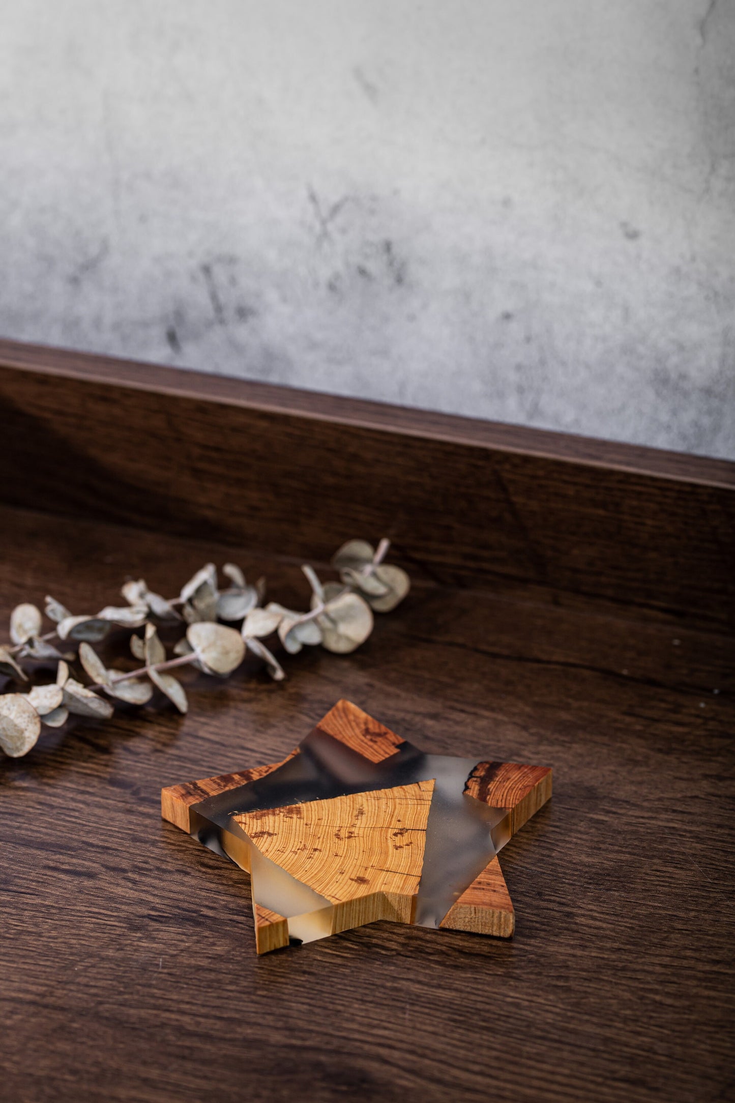 Gohobi Star shaped coasters wooden resin coaster placemats handmade gift set for festival christmas