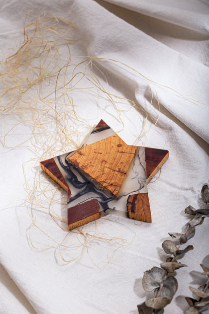 Gohobi Star shaped coasters wooden resin coaster placemats handmade gift set for festival christmas