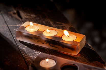Gohobi Wooden resin candleholder home decor Housewarming gift Christmas winter decoration candle holder
