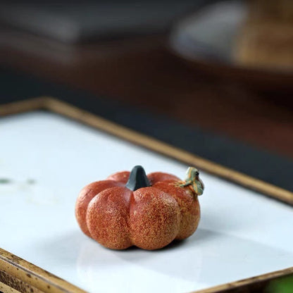 Gohobi Handmade ceramic YiXing clay Pumpkin and Frog Tea ornaments Tea pets Chinese Gongfu tea Kung fu tea Japanese Chado unique