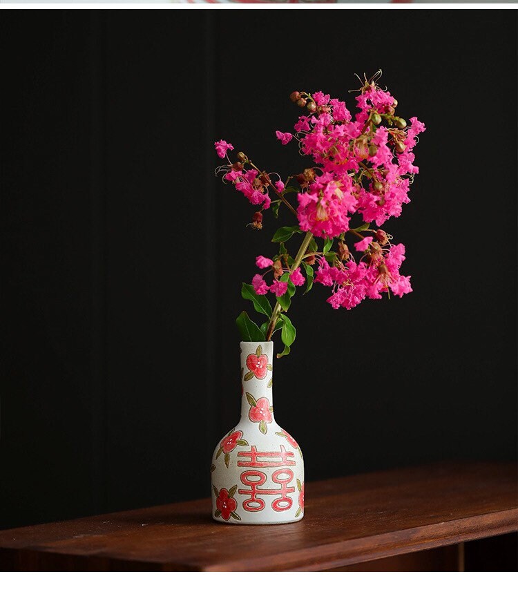 Gohobi Wedding vase, wedding gift case, handmade Vintage Style vase , Hand painted vase, Chinese wedding gift